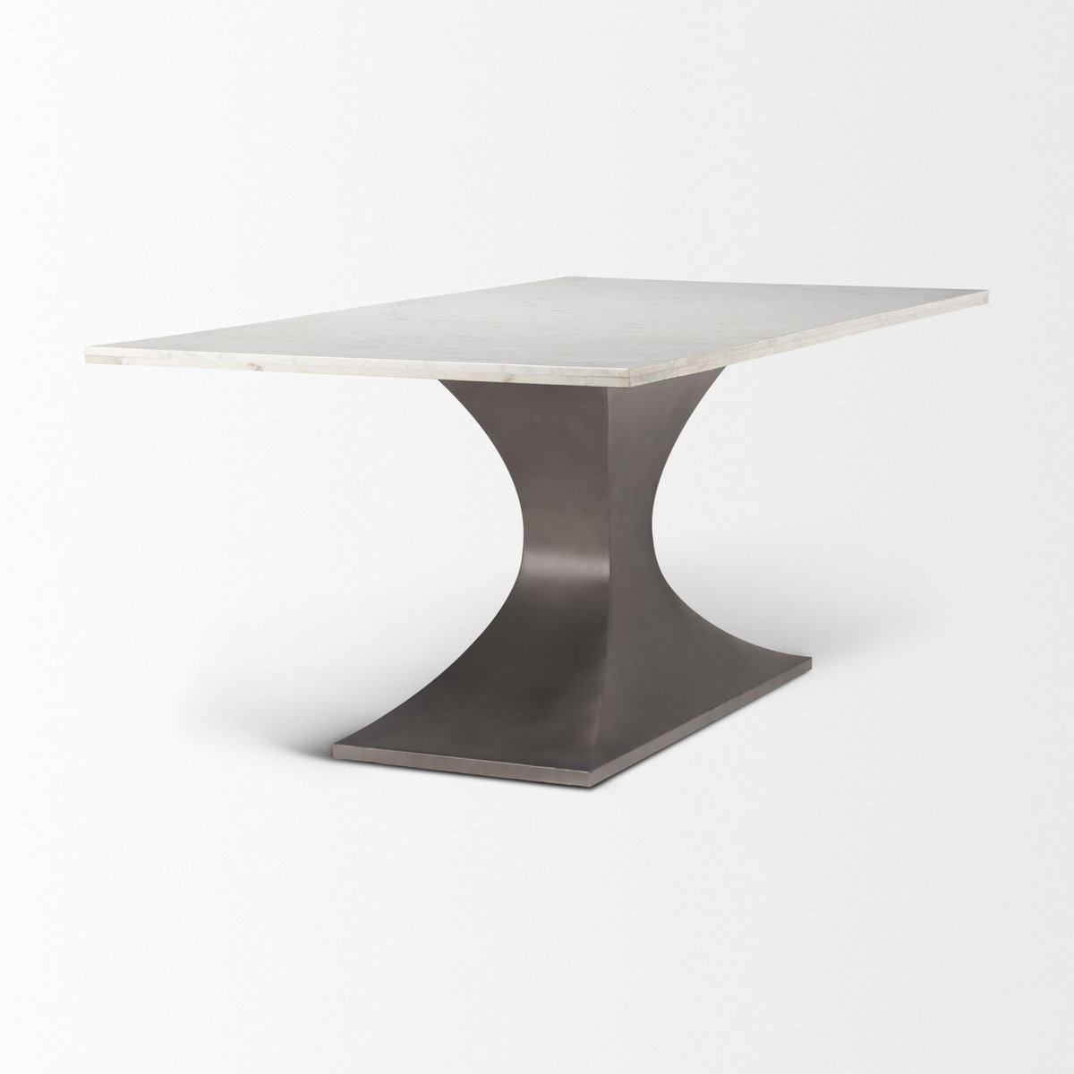 Maxton 79'L x 39'W Rectangular Pedestal Dining Table | White Marble & Gunmetal Metal | Seats 8, by Mercana, 79" length x 39" width x 30" height View 5