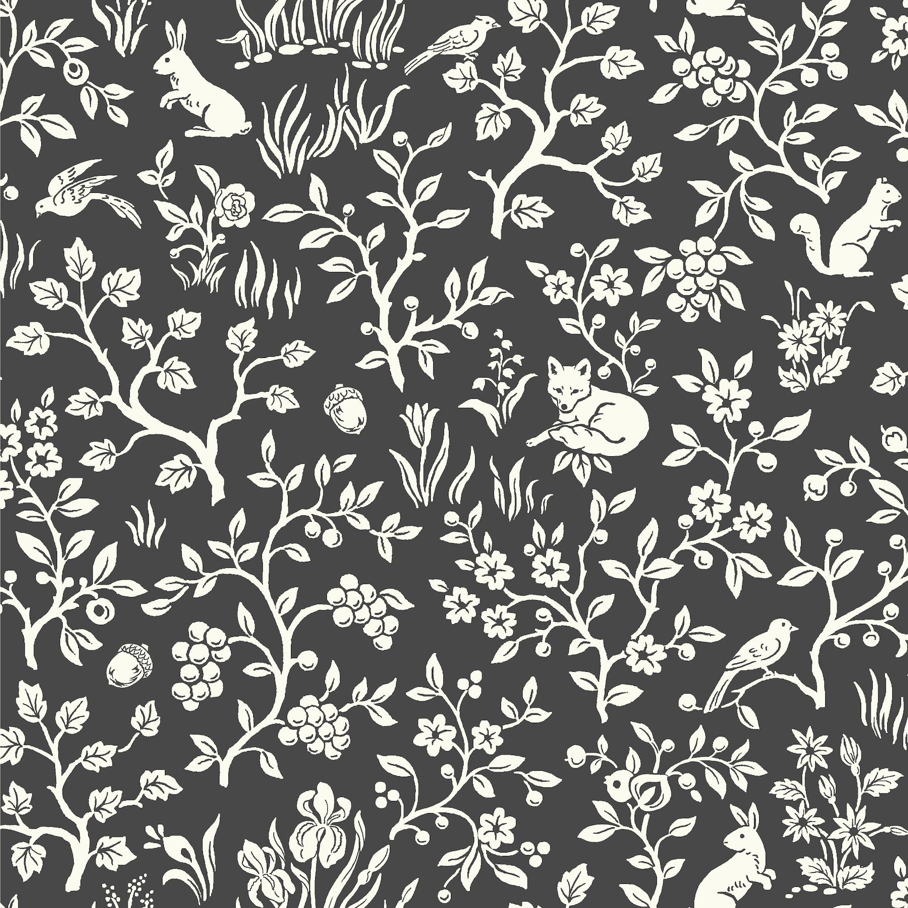 Magnolia Home Fox & Hare Black Peel & Stick Wallpaper large image 