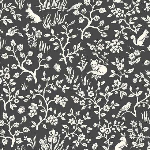 Magnolia Home Fox & Hare Black Peel & Stick Wallpaper