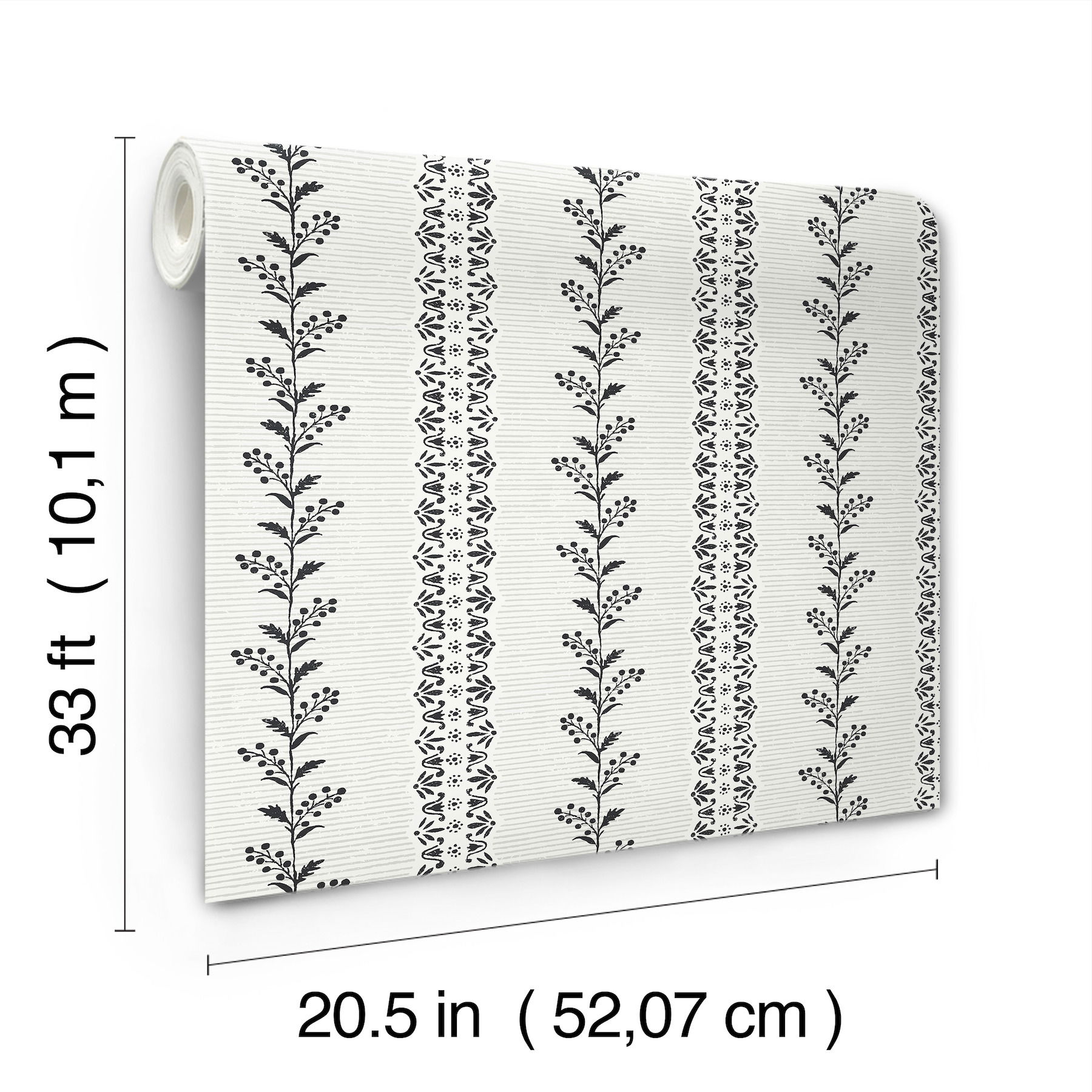 Everleigh White & Black Wallpaper, by York Wall, 33' length x 1'8.5" width x 0.02" depth View 5