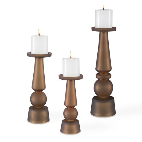 Cassiopeia Butter Rum Glass Candleholders, S/3