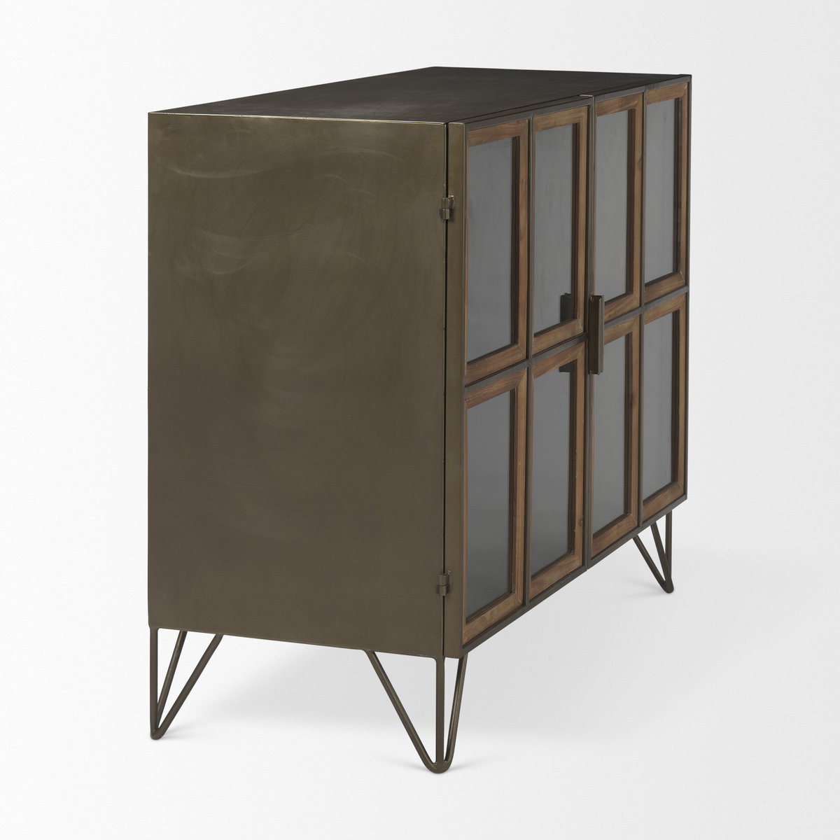 Pandora Dark Brass Metal with Red Wood 2 Door Accent Cabinet, Cabinets & Chest by Mercana, 36.81" length x 16.34" width x 29.92" height View 7
