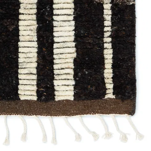 Keoka Geometric Hand Knotted Wool Dark Brown/Ivory Area Rug