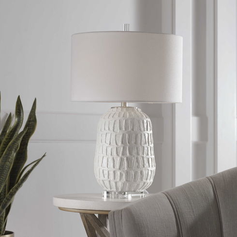 Caelina Textured White Table Lamp