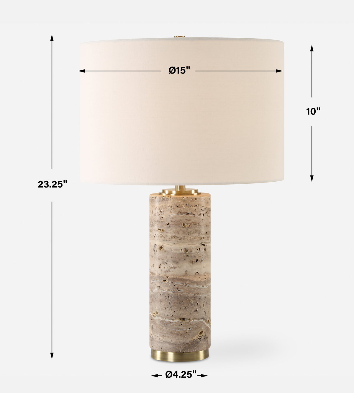 Cortado Travertine Table Lamp, by Uttermost, 15" width x 23.25" height x 15" depth View 3