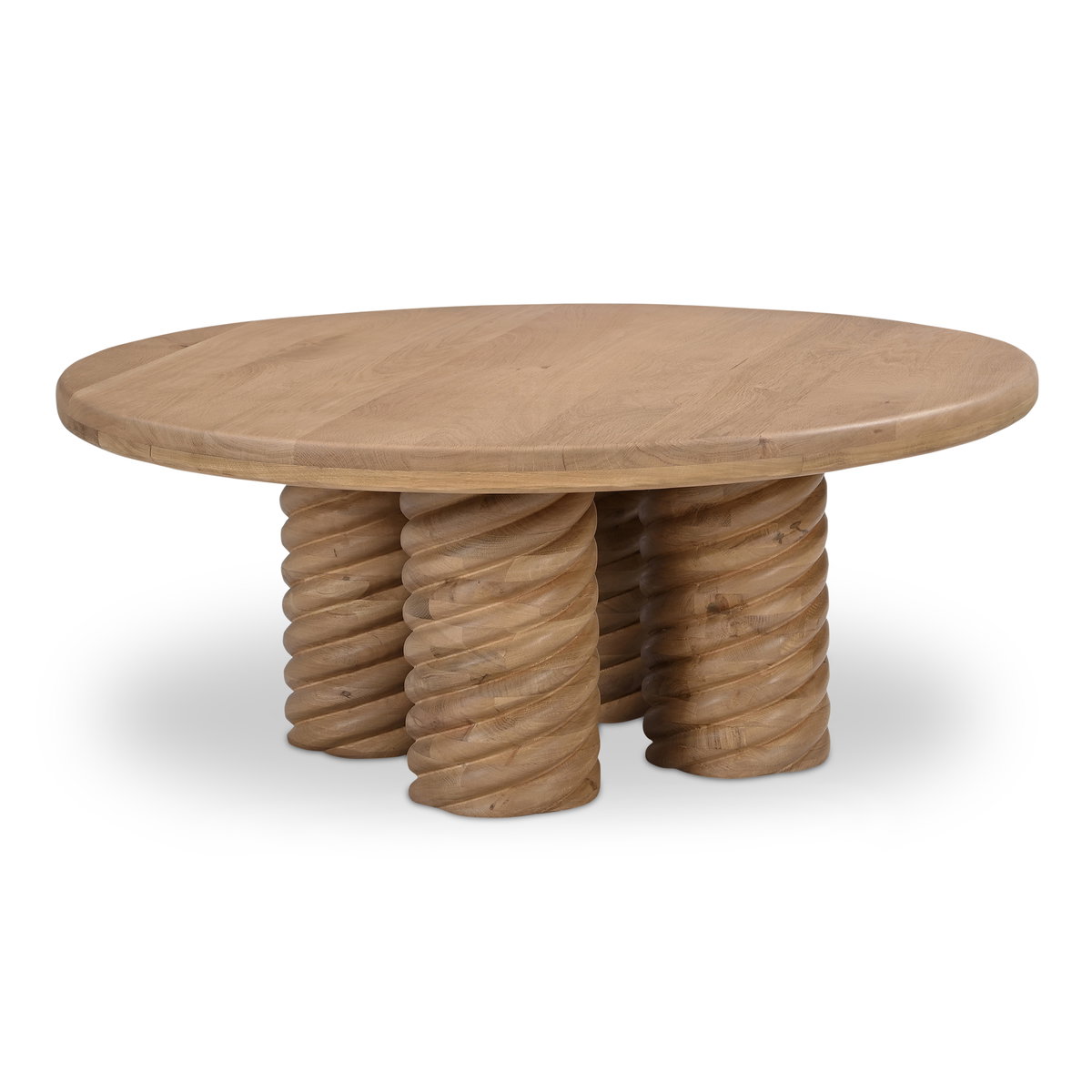Treccia Round Coffee Table Oak, by Moe's Home, 42" width x 17" height x 42" depth View 2