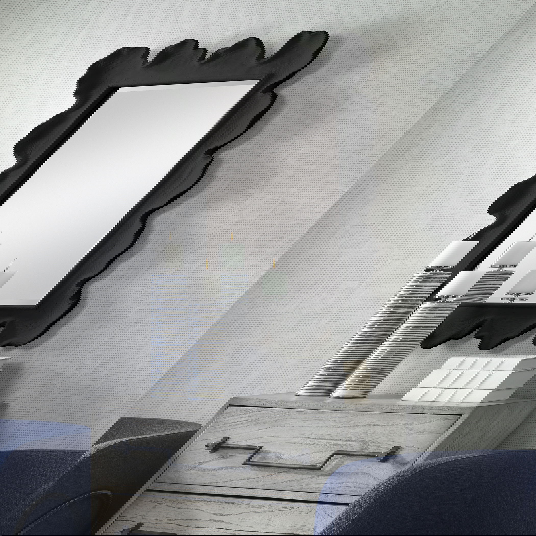 Sea Coral Black Mirror, by Uttermost, 27.12" width x 34.25" height x 2.5" depth View 7