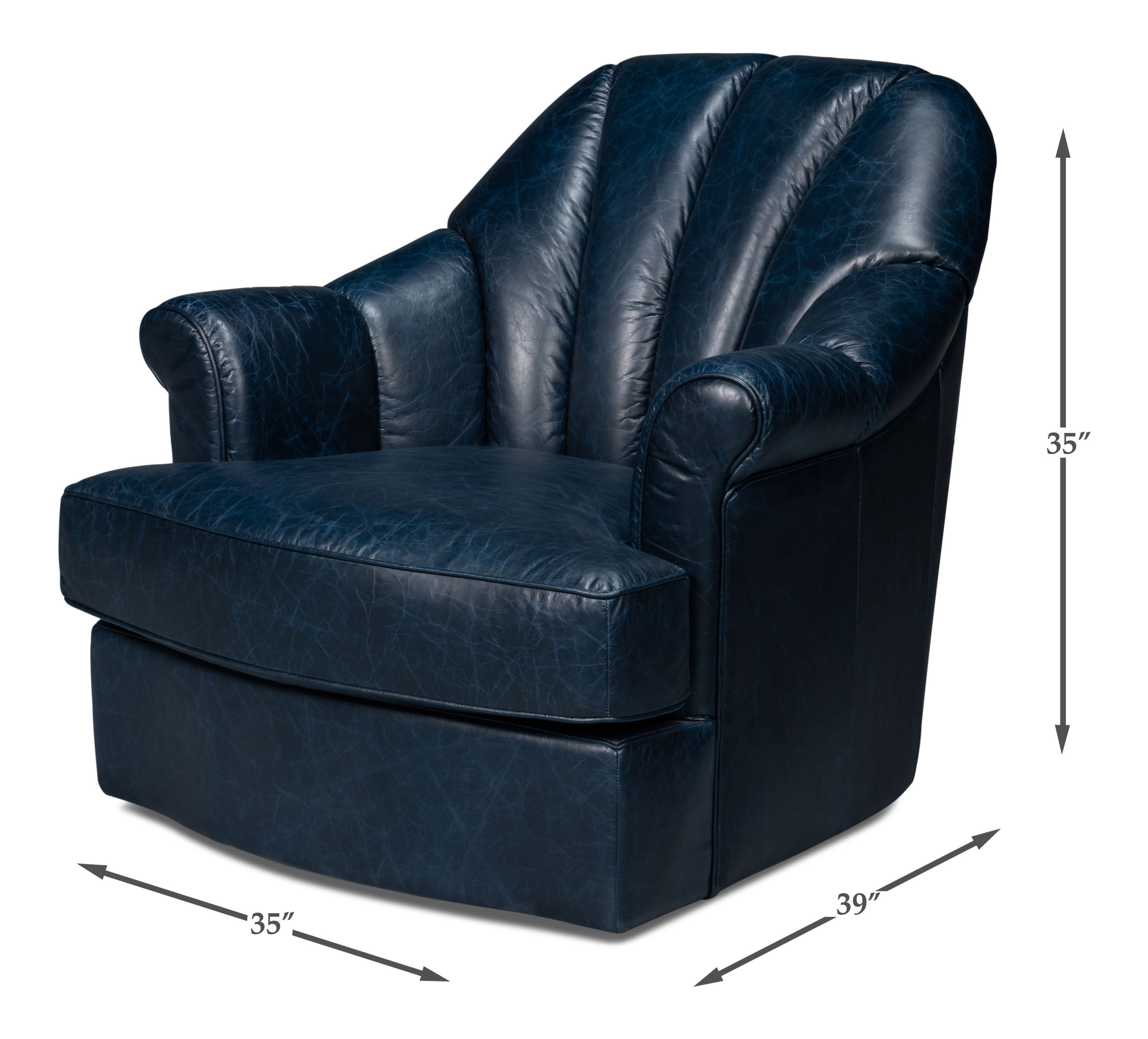 Scoth Swivel Chair In Distilled Lthr,Blu large image 