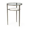 Felicity 15.8L X 15.8W X 22.5H Glass Top with White Marble Shelf and Antique Gold Base End/Side Table thumbnail 0