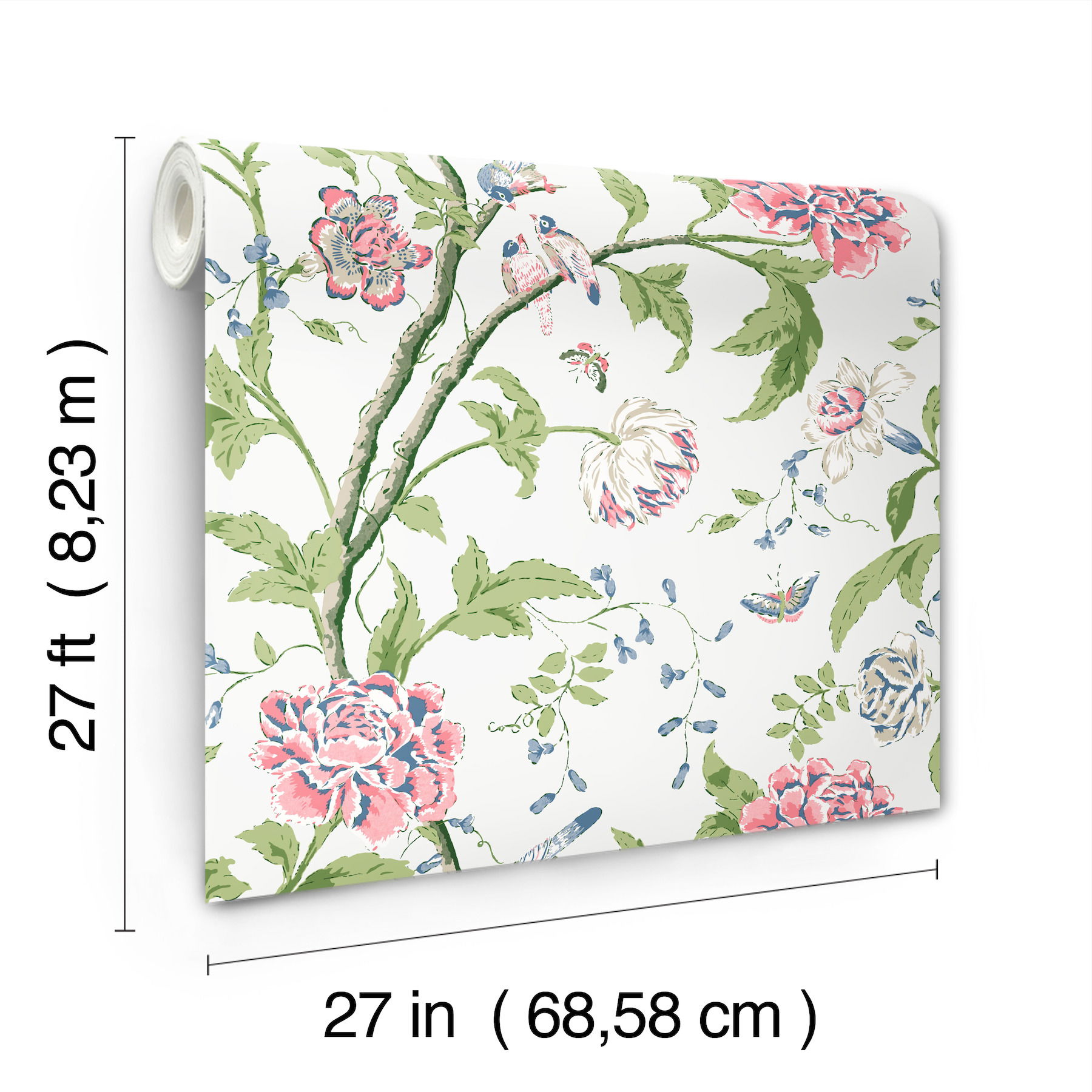 Teahouse Floral White & Blush Wallpaper large image 