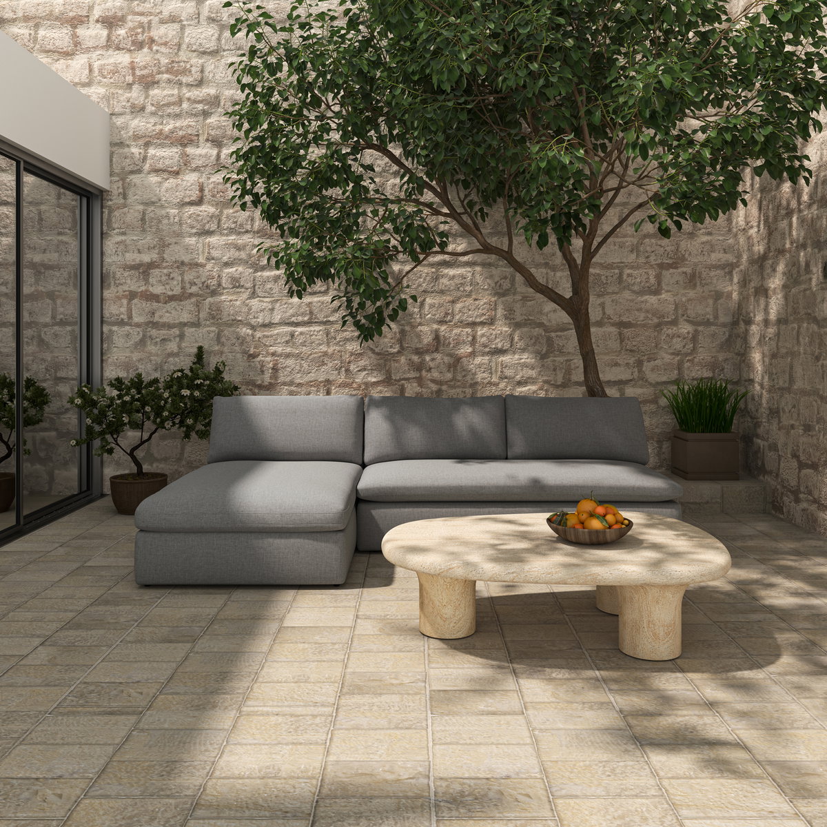Miles Outdoor Chaise Speckled Light Grey, Chaise Lounges & Daybed by Moe's Home, 65" width x 35.8" height x 40" depth View 7