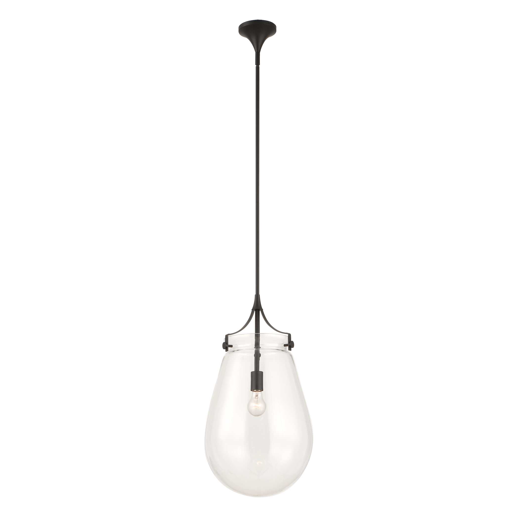 Dewdrop 1 Light Glass Shade Pendant, Ceiling Light by Uttermost, 25" height x 13.5" diameter View 8