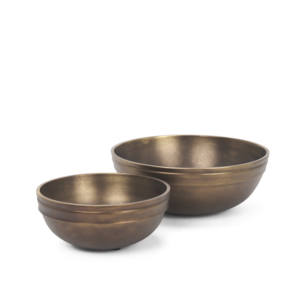 Tomiko Decorative Brass Finished Cast Aluminum Round Bowls, Decorative Bowl by Mercana, 11" length x 11" width x 4" height View 1