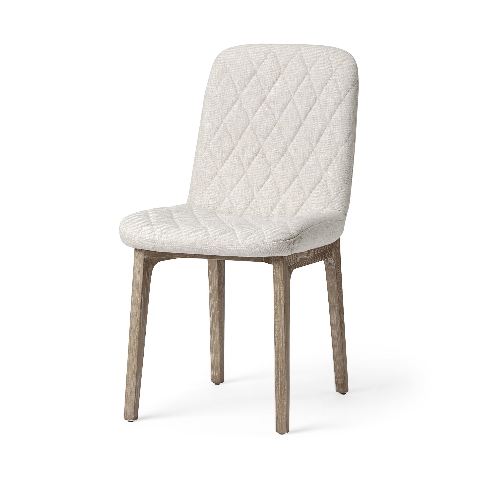 David Diamond Tuffed Cream Fabric Wrap Brown Wood Base Dining Chair large image 
