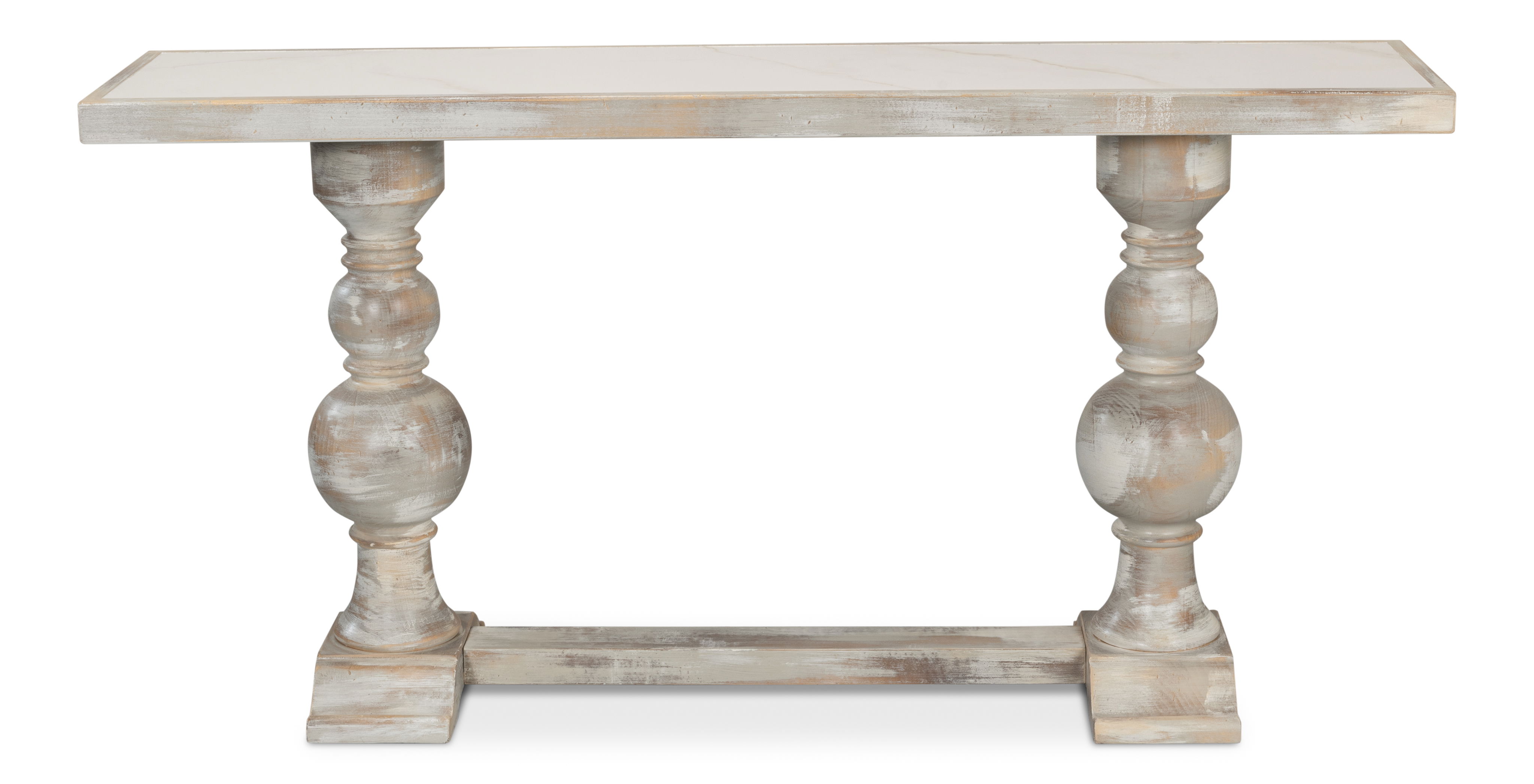 Stacy Double Pedestal Console, Console Table by Sarreid, 61" length x 15" width x 30" height View 2