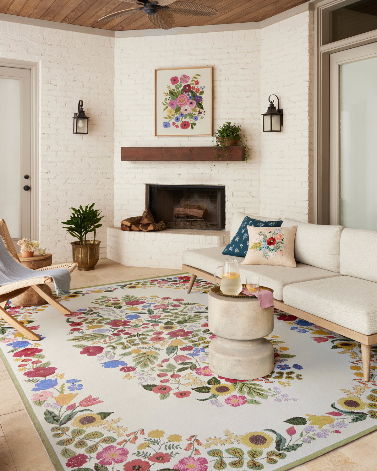 Rifle Paper Co. x Loloi Perennial Rug, 2'5" length x 7'8" width View 2