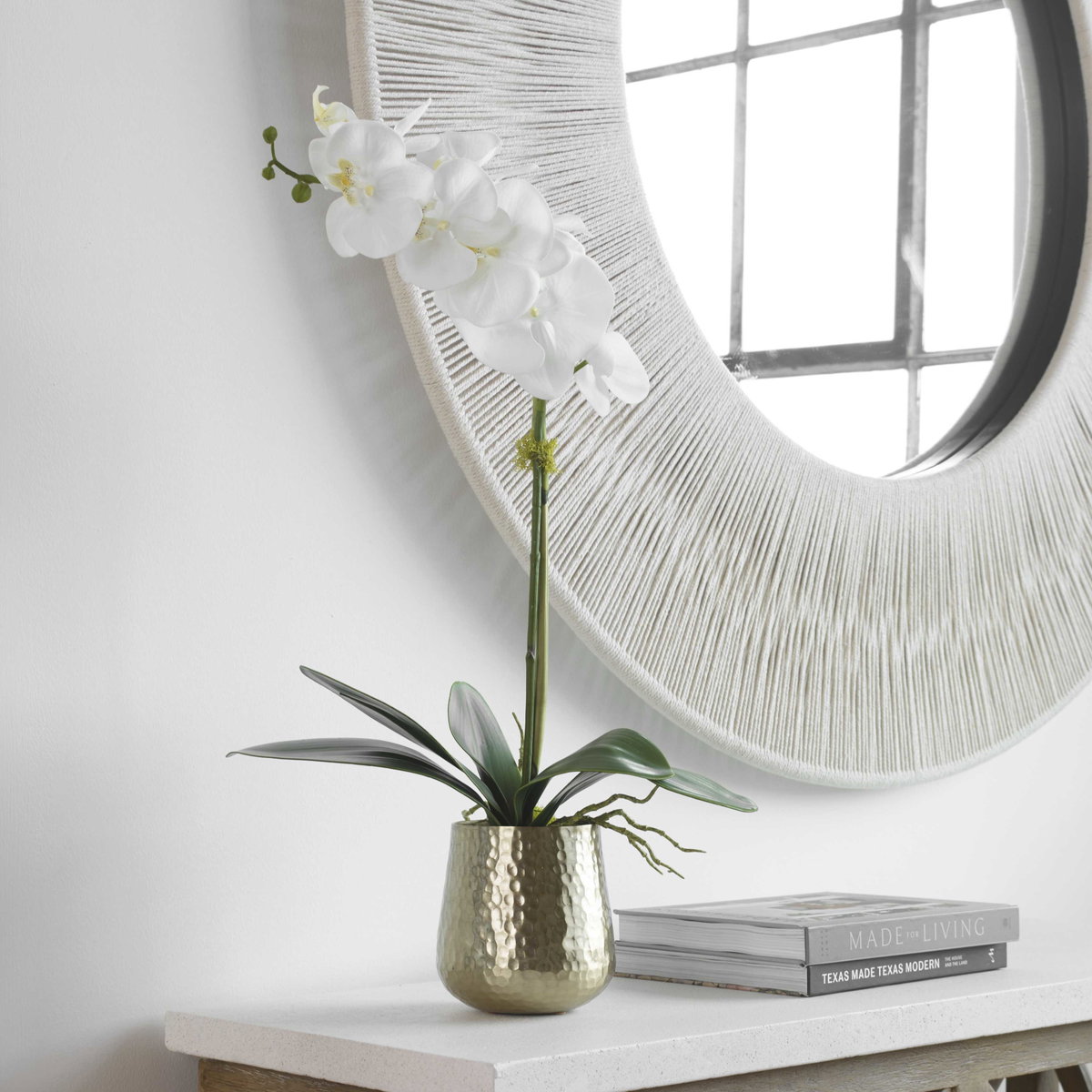 Cami Orchid With Brass Pot, Artificial Plants & Flower by Uttermost, 14" width x 24" height x 8" depth View 4