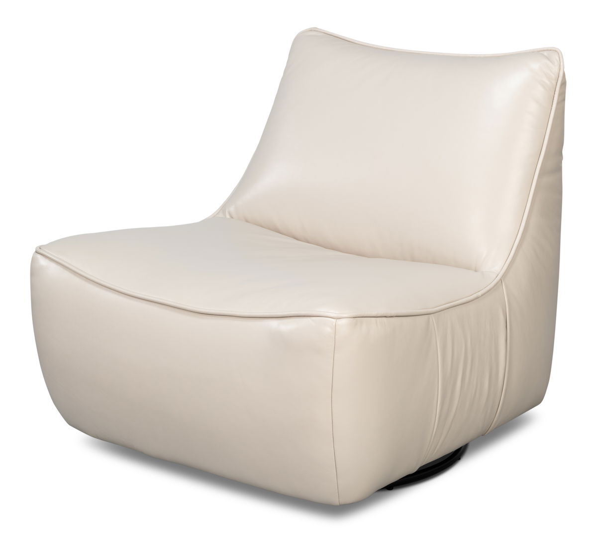 Kennett Swivel Chair Crystal White Leath, by Sarreid, 3' length x 2'9" width x 2'9" height View 1