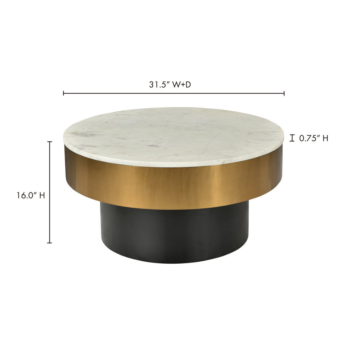 Dado Coffee Table White, by Moe's Home, 31.5" width x 16" height x 31.5" depth View 5