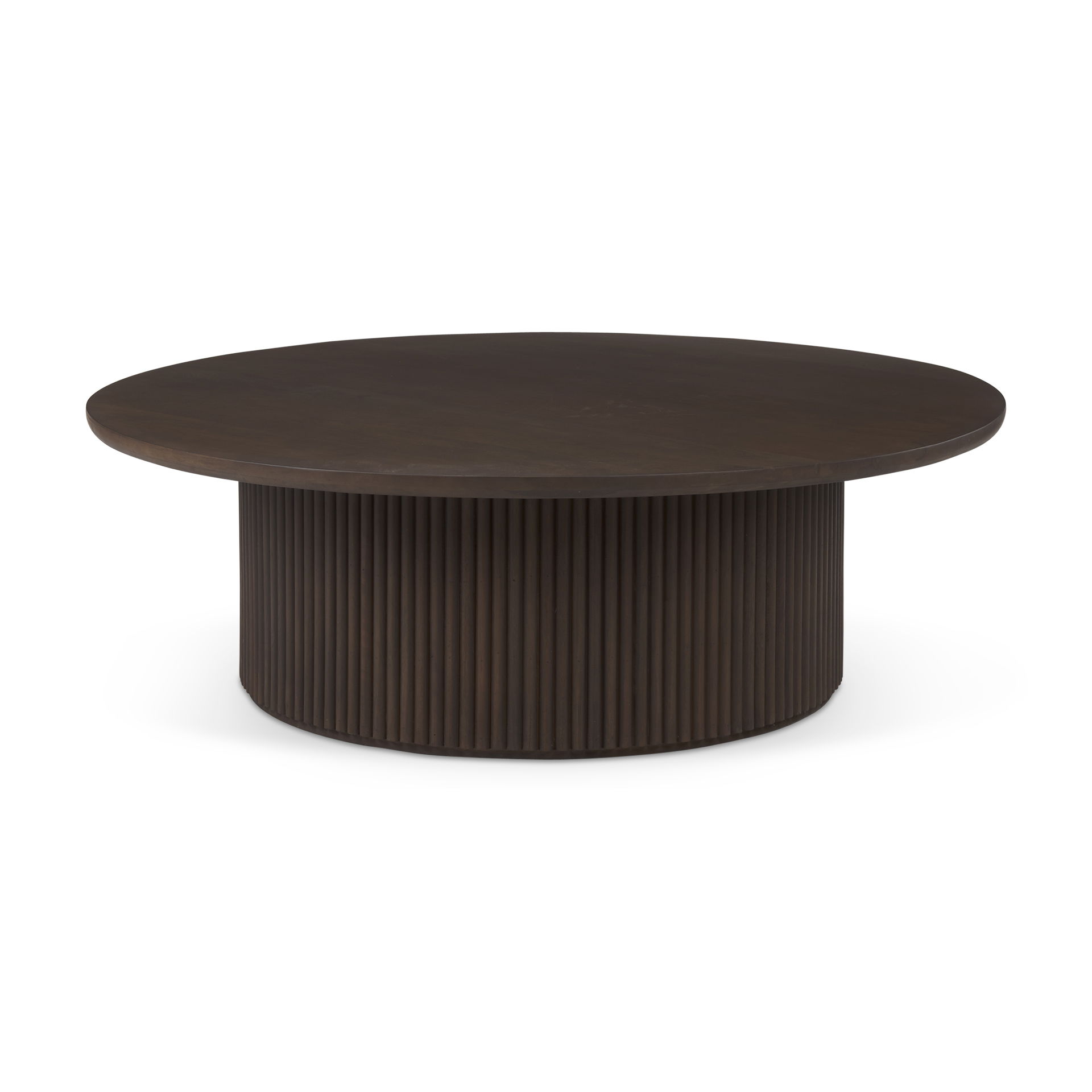 Terra 48L x 48W x 15H Dark Brown Wood Round Fluted Coffee Table large image 