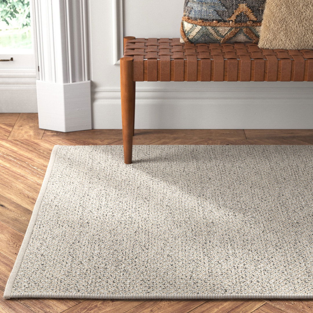 Lamanda Indoor/ Outdoor Solid Light Gray/ Ivory Area Rug large image 