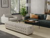 Beam Bench, Tufted Beige Linen, Seating by Sarreid, 78" length x 18" width x 18" height thumbnail 12
