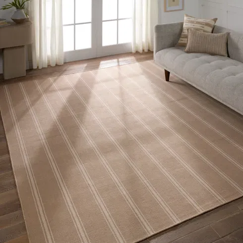 Memento Handmade Indoor/Outdoor Striped Beige/ Ivory