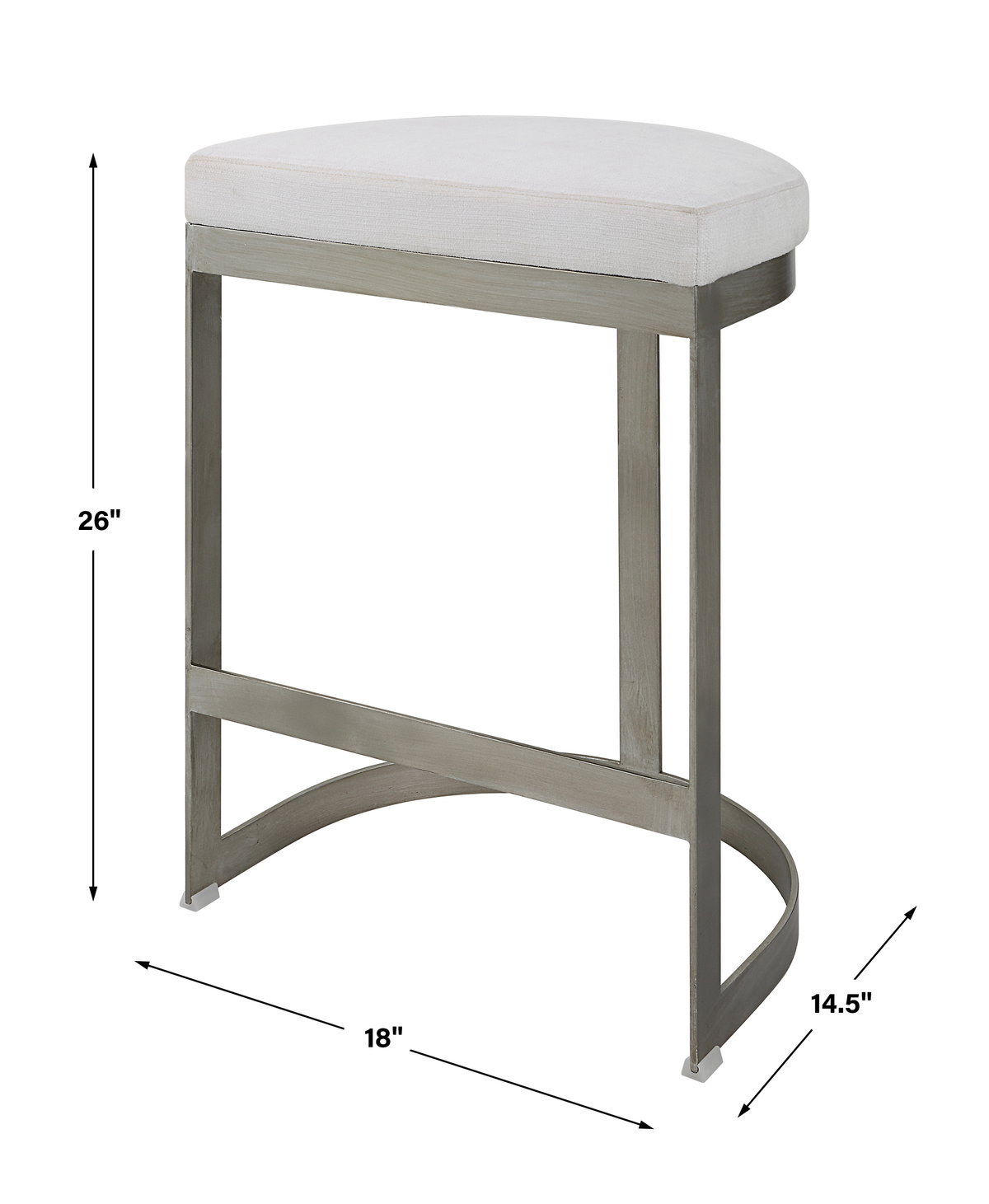 Ivanna Backless Silver Counter Stool, Counter & Bar Stool by Uttermost, 18" width x 26" height x 14.5" depth View 3