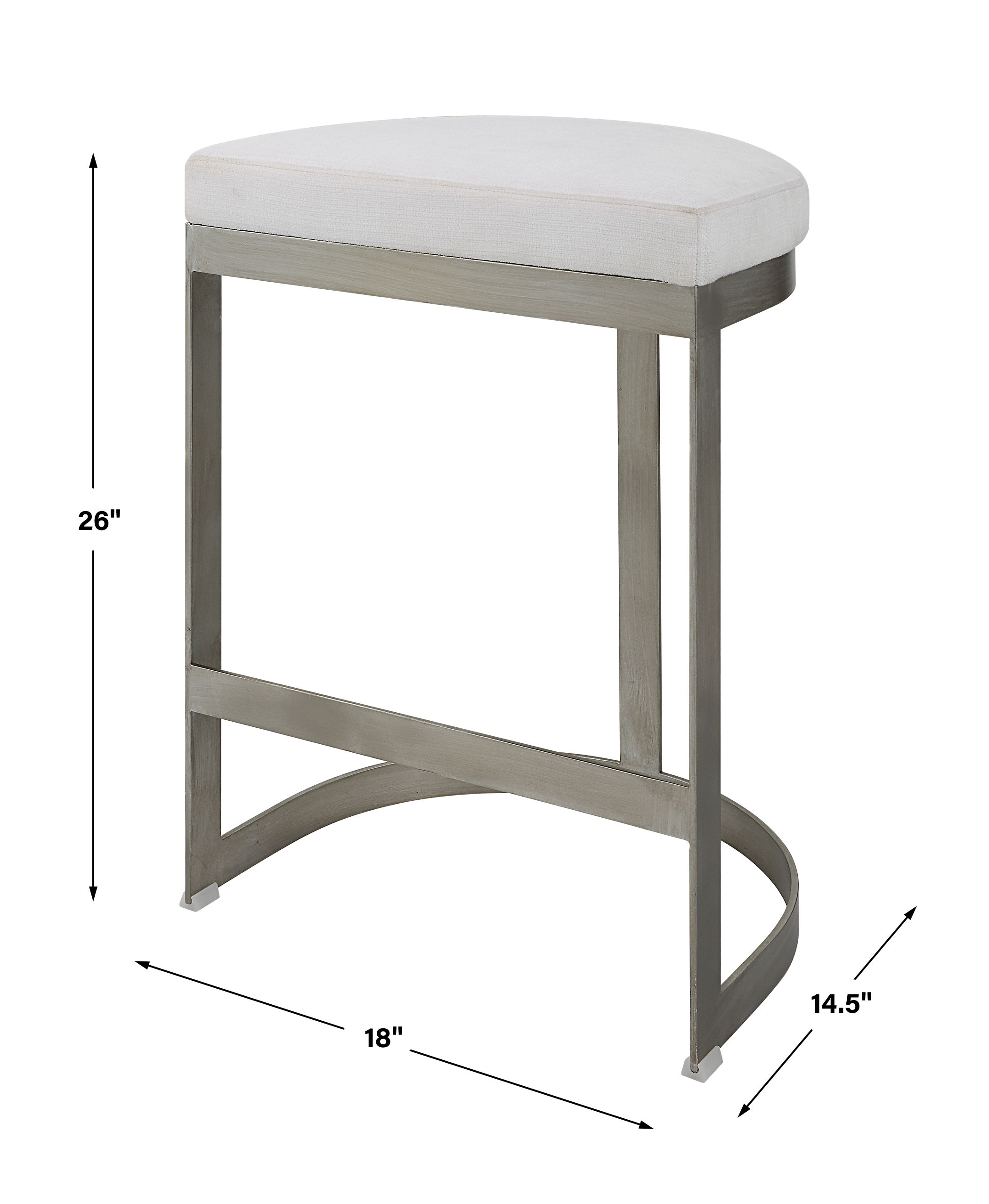Ivanna Backless Silver Counter Stool, Furniture by Uttermost, 18" width x 26" height x 14.5" depth View 3