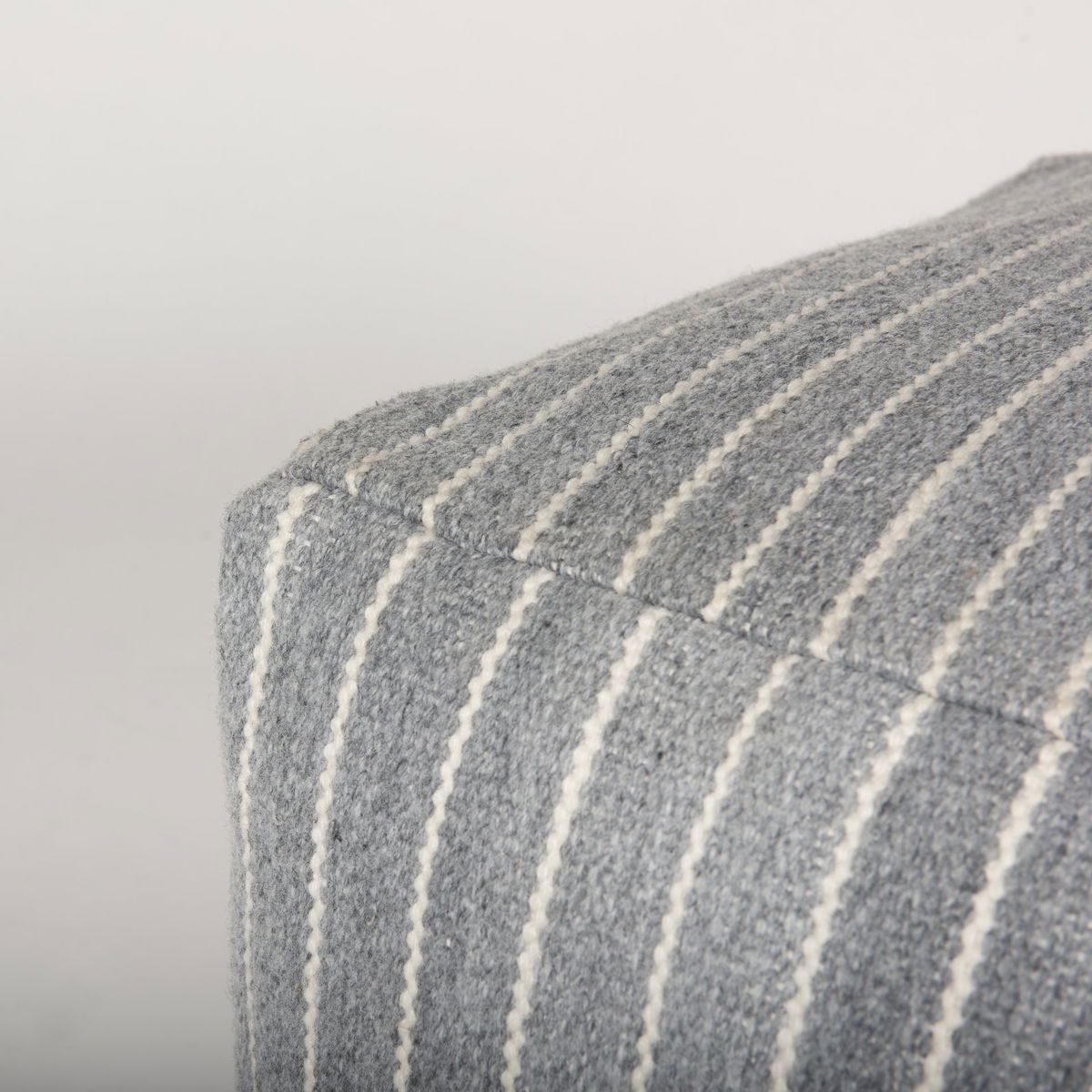 Kensie Large Blue Striped Pouf, Ottoman by Mercana, 14" length x 22" width x 22" height View 7