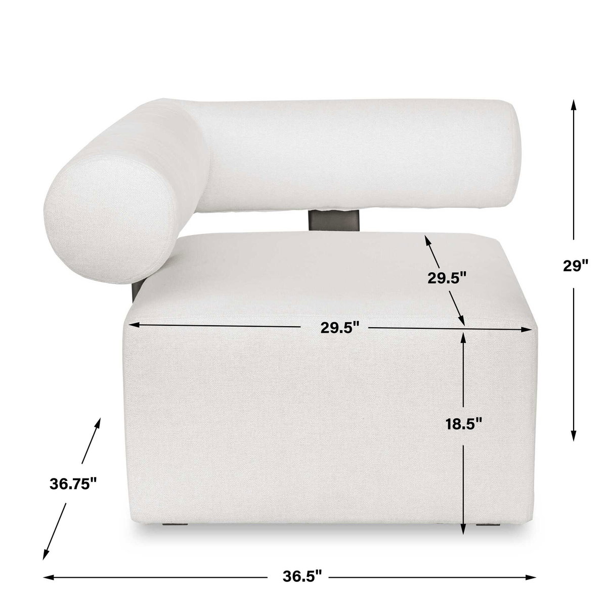 Bolster Back White Outdoor Corner Sofa, Outdoor Sofa by Uttermost, 3'0.75" width x 2'5.25" height x 3'0.75" depth View 3