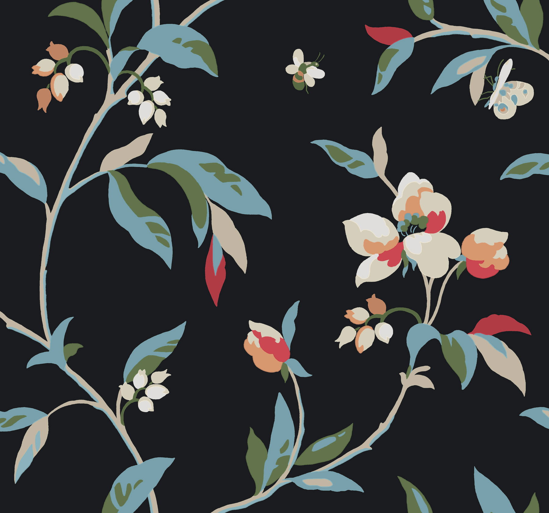 Springtime Black & Blue Wallpaper large image 