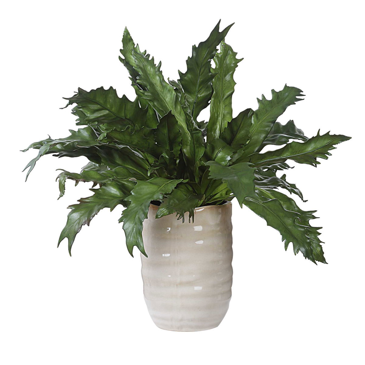 Verdure Fern In Glazed Pot, Artificial Plants & Flower by Uttermost, 18.75" width x 16.25" height x 18.75" depth View 4