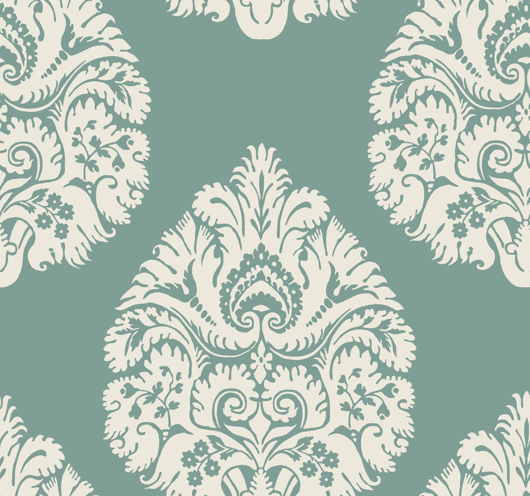 Teardrop Damask Teal Wallpaper large image 