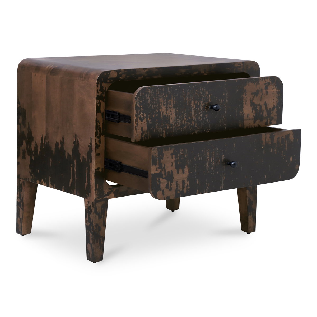 Iris Nightstand Distressed Black, by Moe's Home, 30" width x 26" height x 19" depth View 2