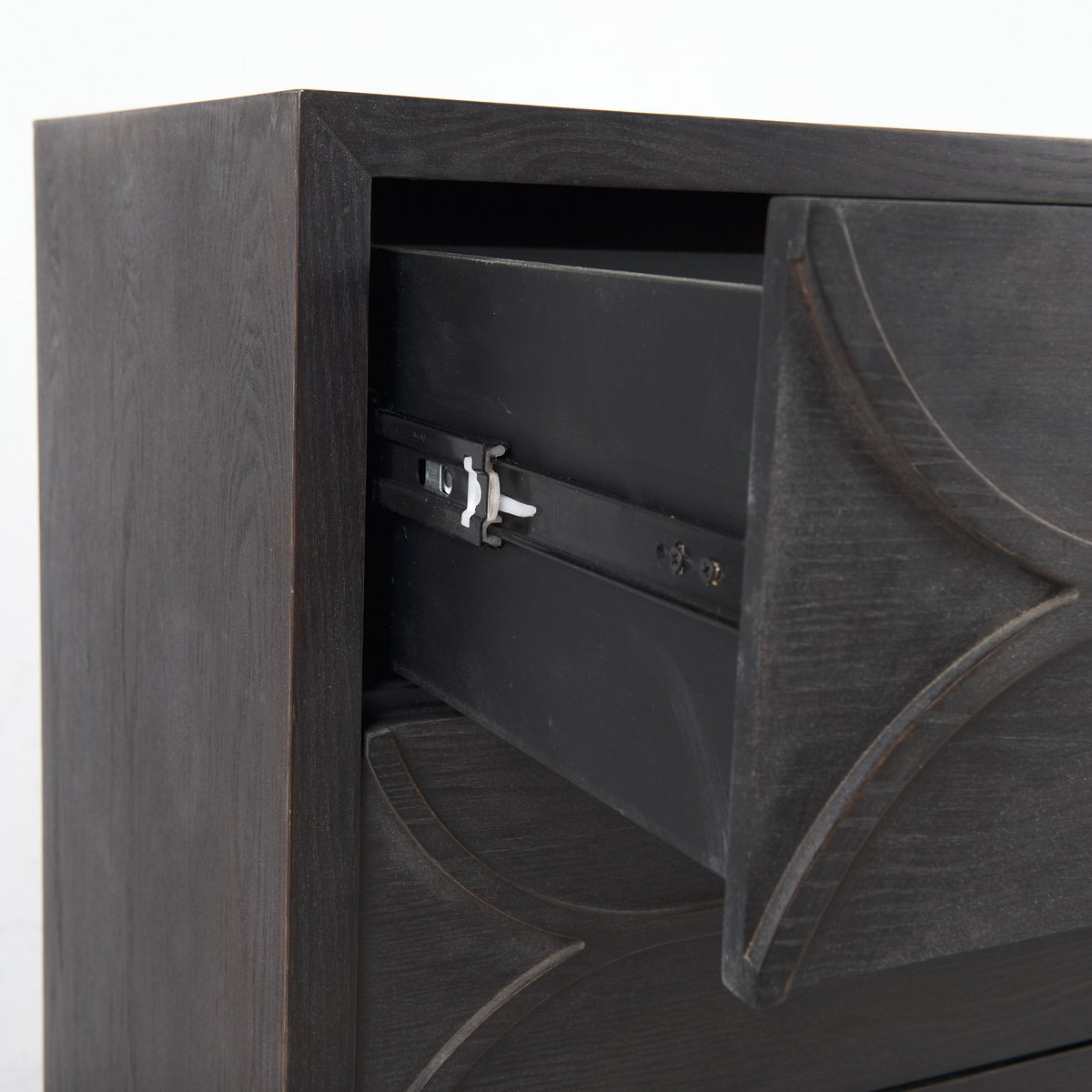 Giselle I 40L x 16W Dark Brown Fir Veneer 3 Drawer Accent Cabinet, Cabinets & Chest by Mercana, 39.96" length x 15.94" width x 31.89" height View 11