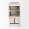 Arelius 70L x 18W x 32H White Wood with Gold Metal Base 4 Door Glass Cabinet Sideboard thumbnail 4