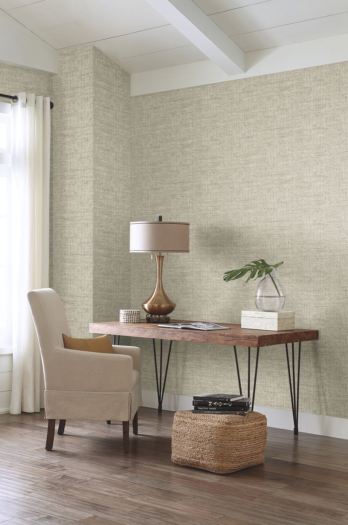 Papyrus Weave Beige Wallpaper, by York Wall, 27' length x 2'3" width x 0.02" depth View 4