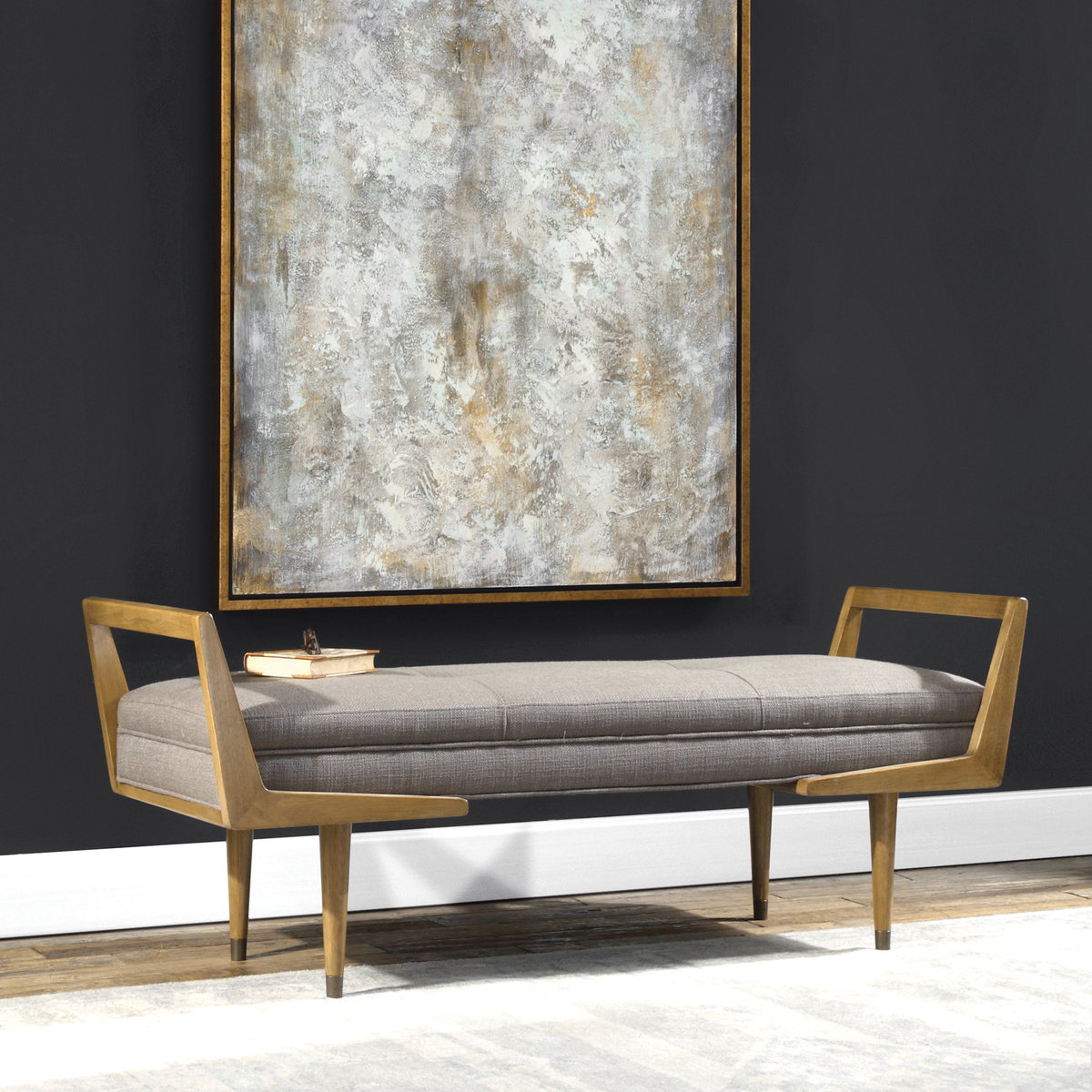 Waylon Mid-Century Modern Bench, Benche by Uttermost, 59.25" width x 23" height x 20" depth View 5