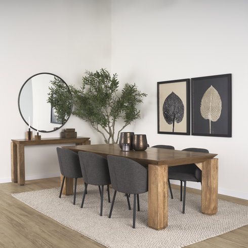 Sapphira 84"L x 42"W Rectangular Dining Table | Modern | Med Brown Wood | Seats 8