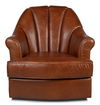 Scoth Swivel Chair In Distilled Leather, Seating by Sarreid, 35" length x 39" width x 35" height thumbnail 2