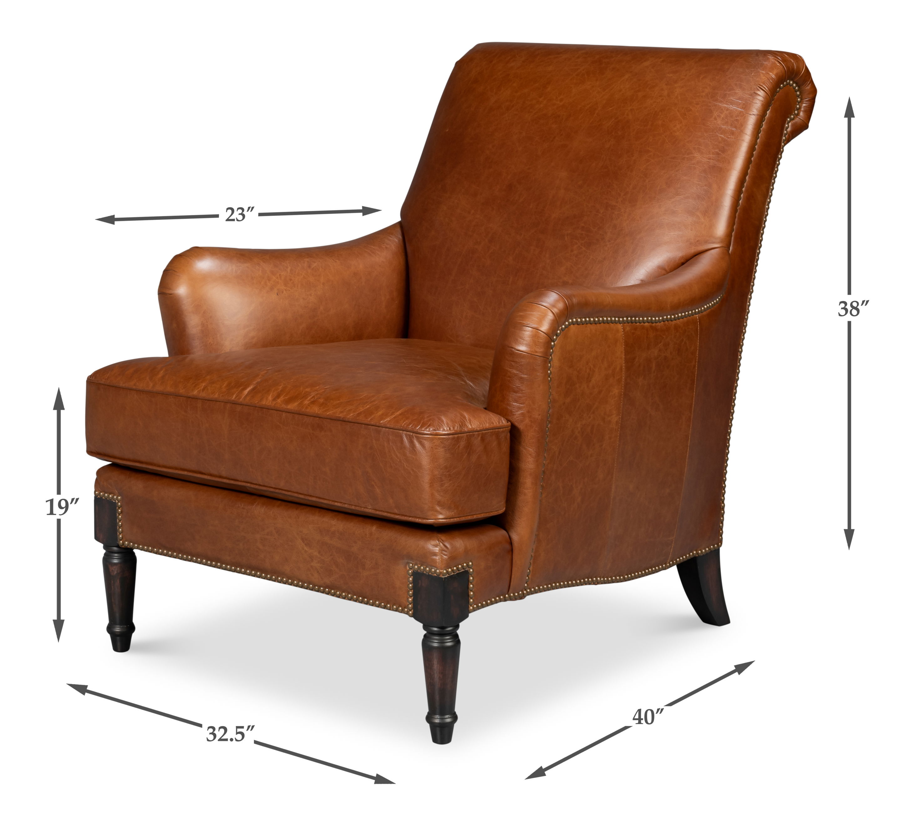 Gaston Distilled Leather Chair, Brown large image 