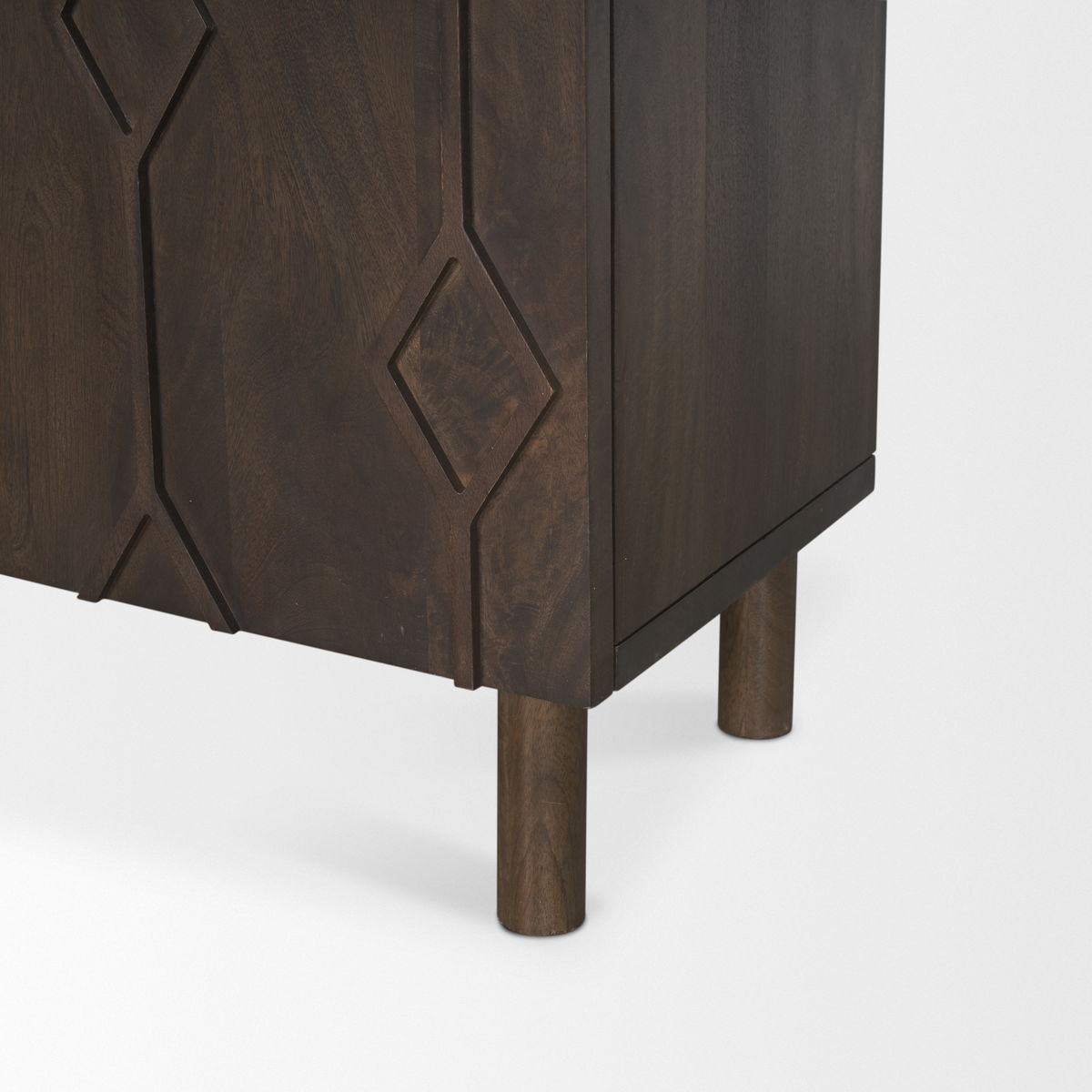 Heera Dark Brown Diamond Motif with Shelf Accent Cabinet, Cabinets & Chest by Mercana, 36" length x 16.25" width x 32" height View 13
