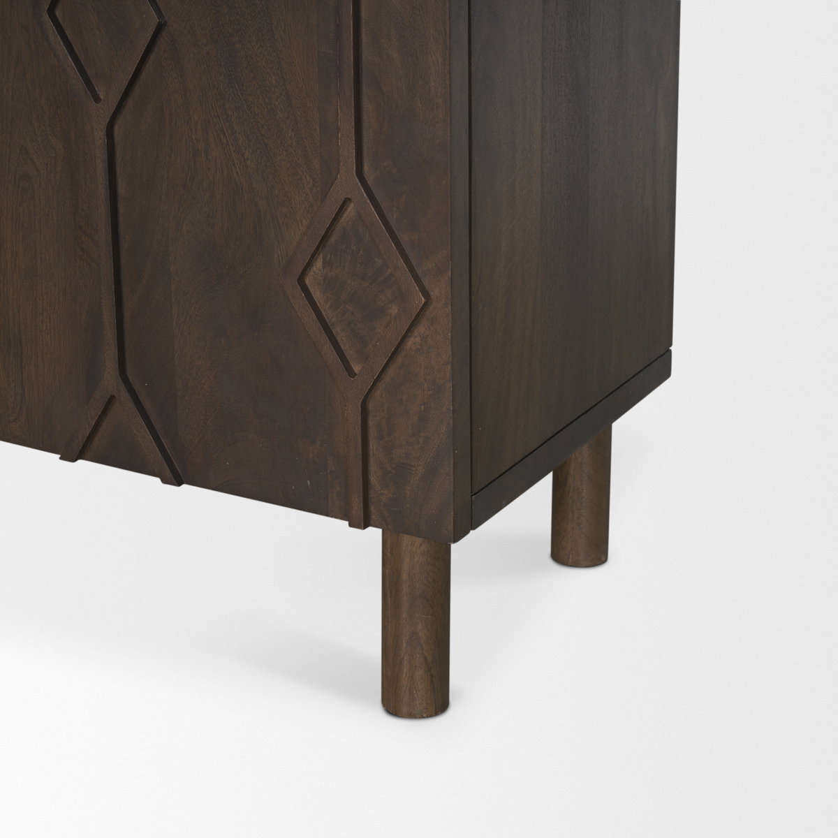 Heera Dark Brown Diamond Motif with Shelf Accent Cabinet, Cabinets & Chest by Mercana, 36" length x 16.25" width x 32" height View 13