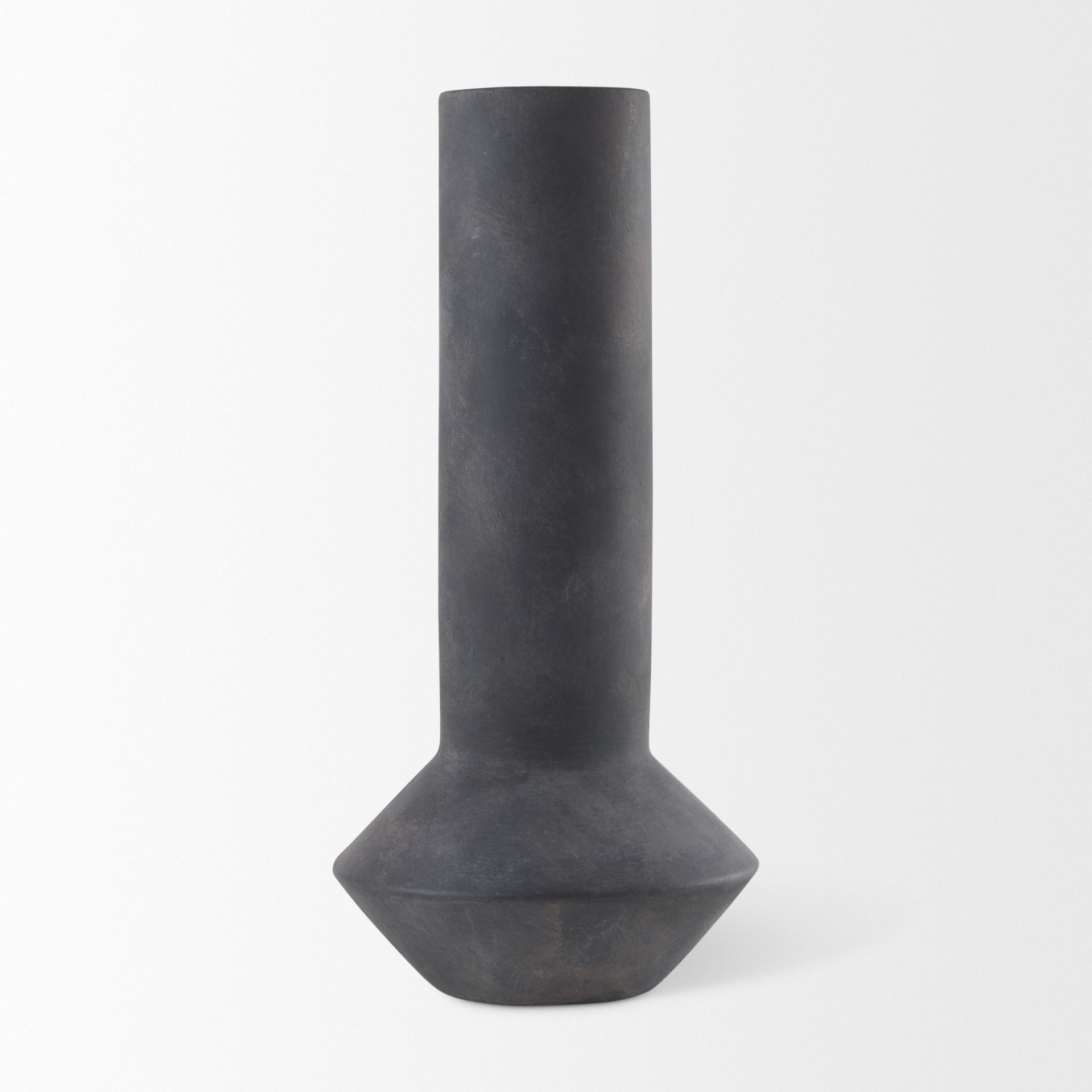 Esme  Dark Gray Ceramic Vase, by Mercana, 7.09" length x 7.09" width x 14.96" height View 3