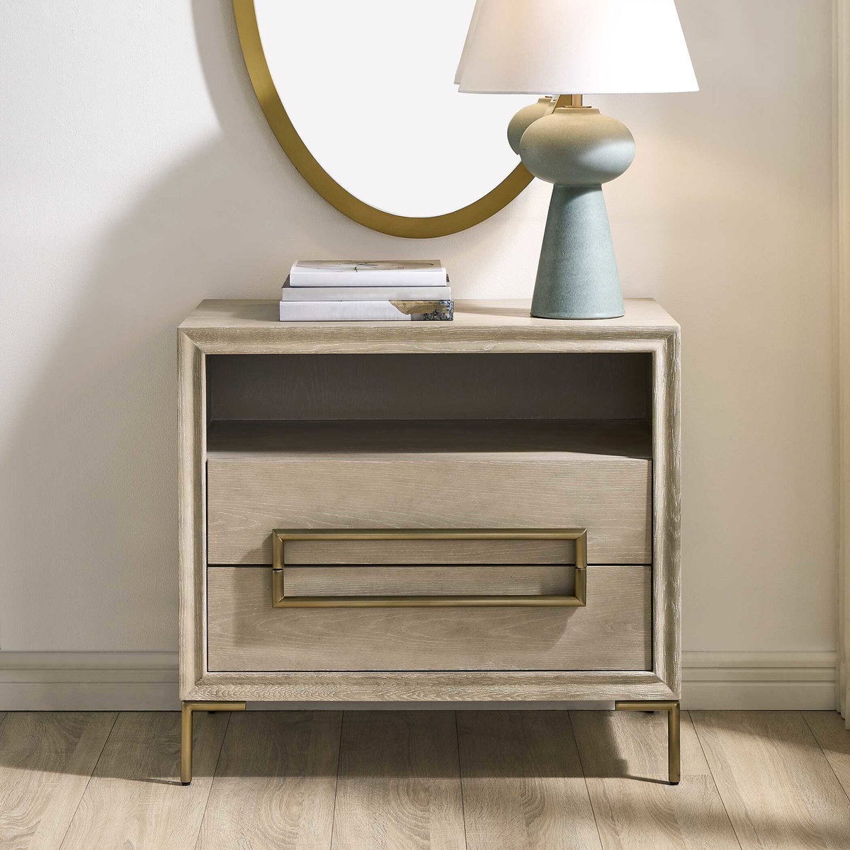 Alessia Modern Light Oak Side Table, Side & End Table by Uttermost, 32" width x 29" height x 19" depth View 2