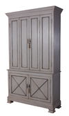 *Painted Directoire Style Cupboard, Shelving & Bookcase by Sarreid, 54" length x 17" width x 89" height thumbnail 2