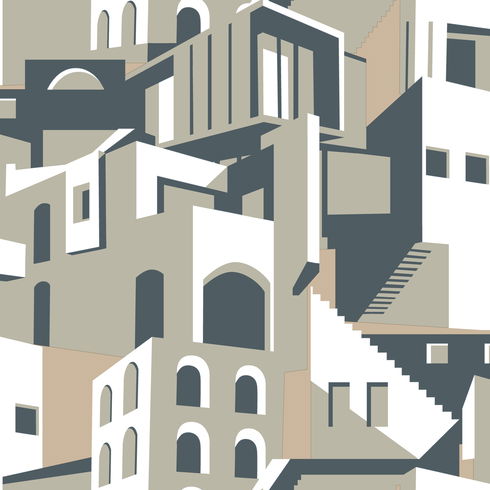 Architectural over Architectural Beige & Grey Peel & Stick Wallpaper