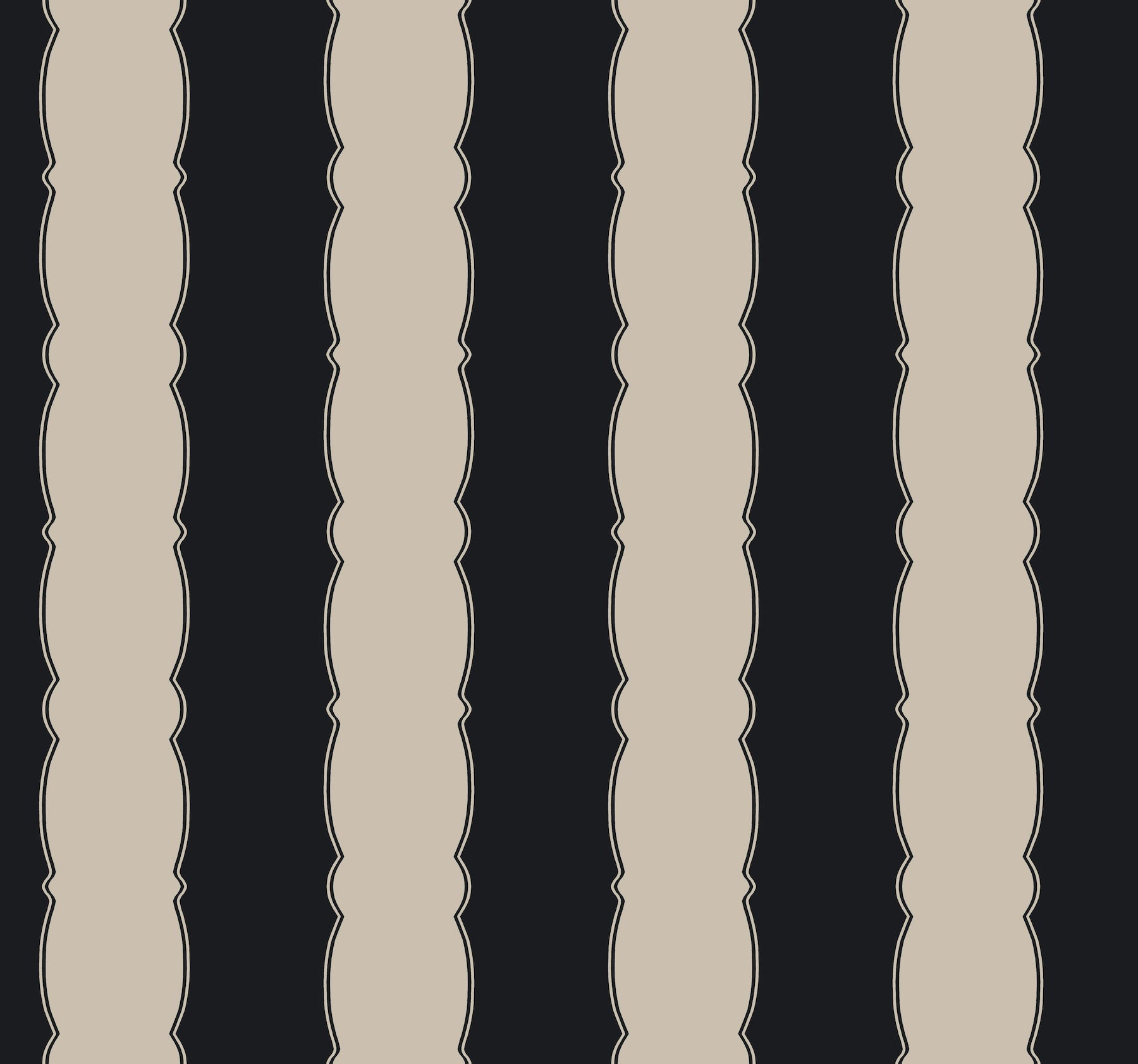 Scalloped Stripe Black Wallpaper large image 