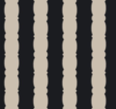 Scalloped Stripe Black Wallpaper